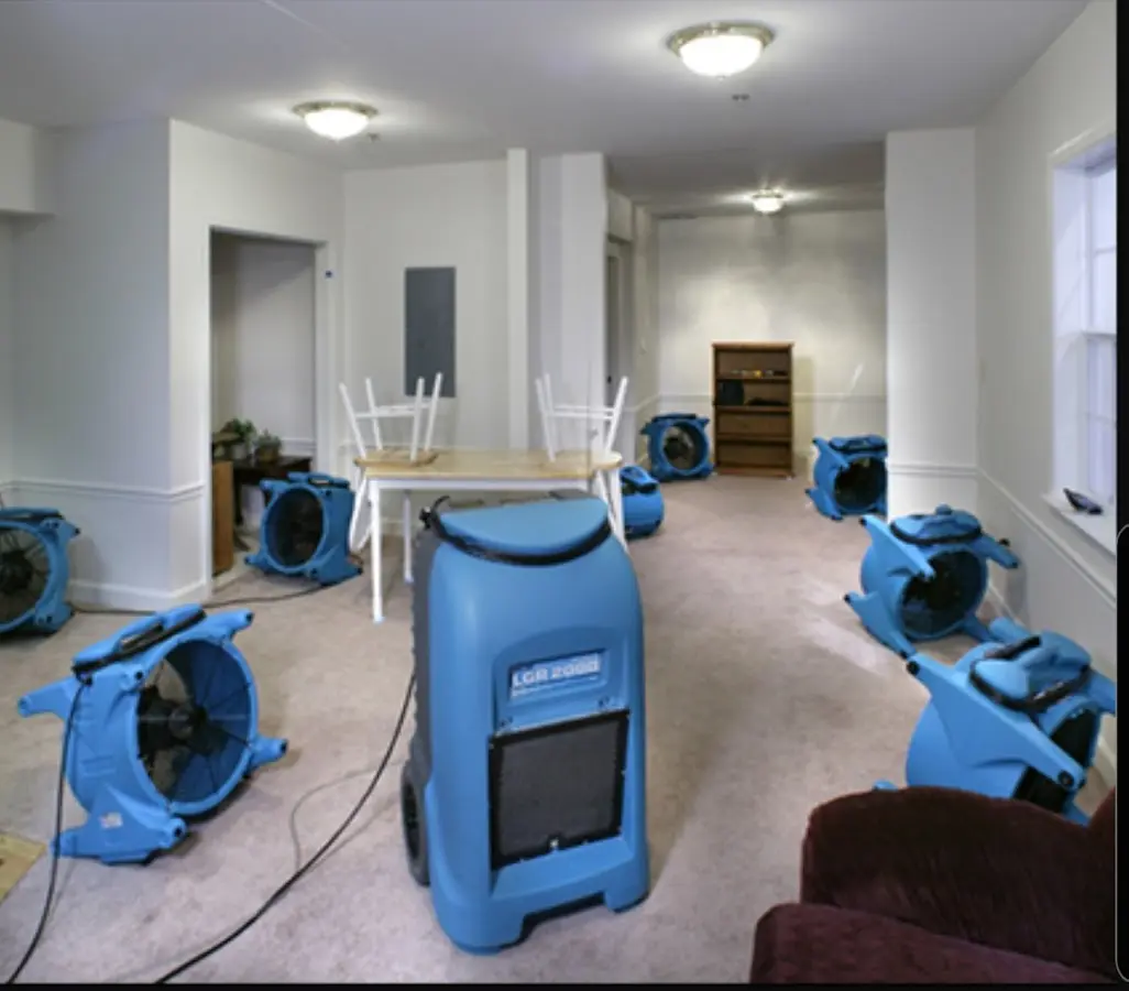 Air movers and dehumidifier setup for Water Extraction & Removal in Muncie